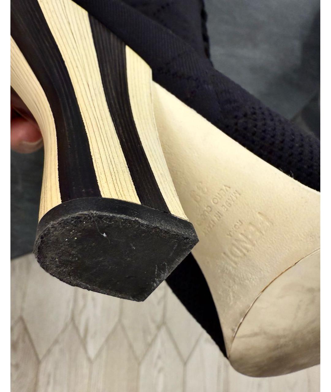 FENDI Черные текстильные ботфорты, фото 5