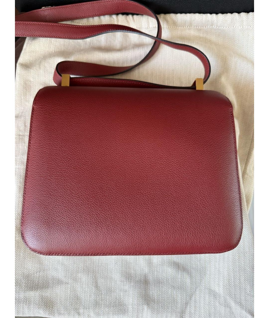 HERMES Бордовая кожаная сумка через плечо, фото 4