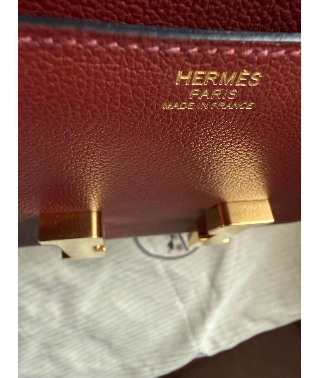 HERMES Бордовая кожаная сумка через плечо, фото 5