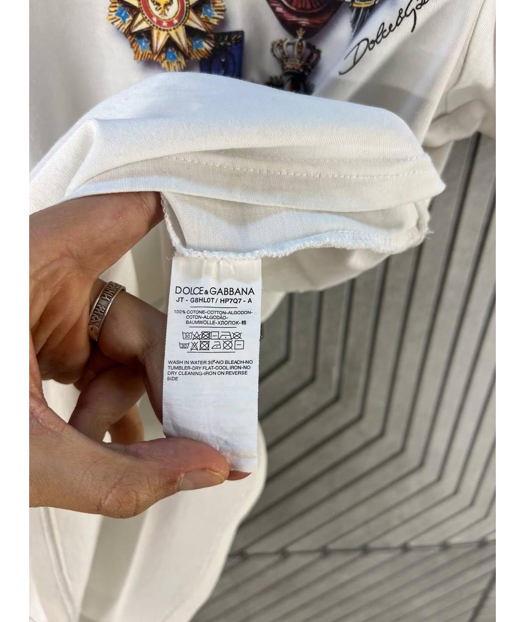 DOLCE&GABBANA Белая хлопковая футболка, фото 8