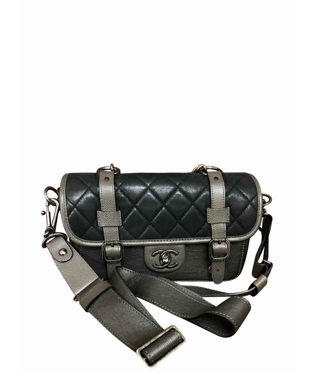 CHANEL Антрацитовая кожаная сумка через плечо, фото 1