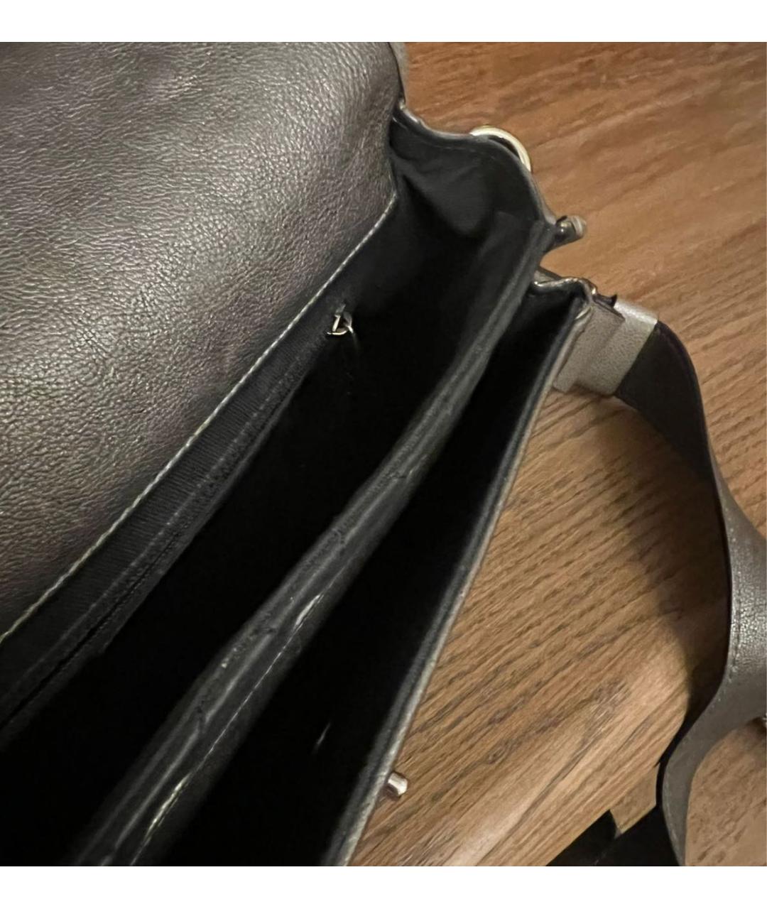 CHANEL Антрацитовая кожаная сумка через плечо, фото 4
