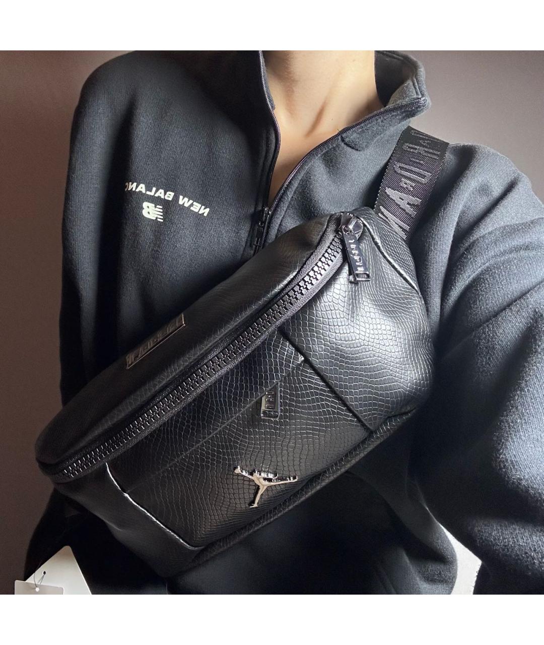 JORDAN Черная кожаная поясная сумка, фото 2