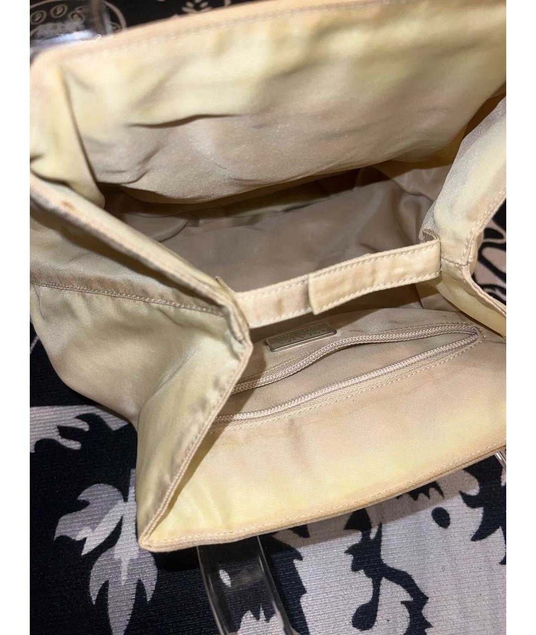 PRADA Бежевая тканевая сумка с короткими ручками, фото 4