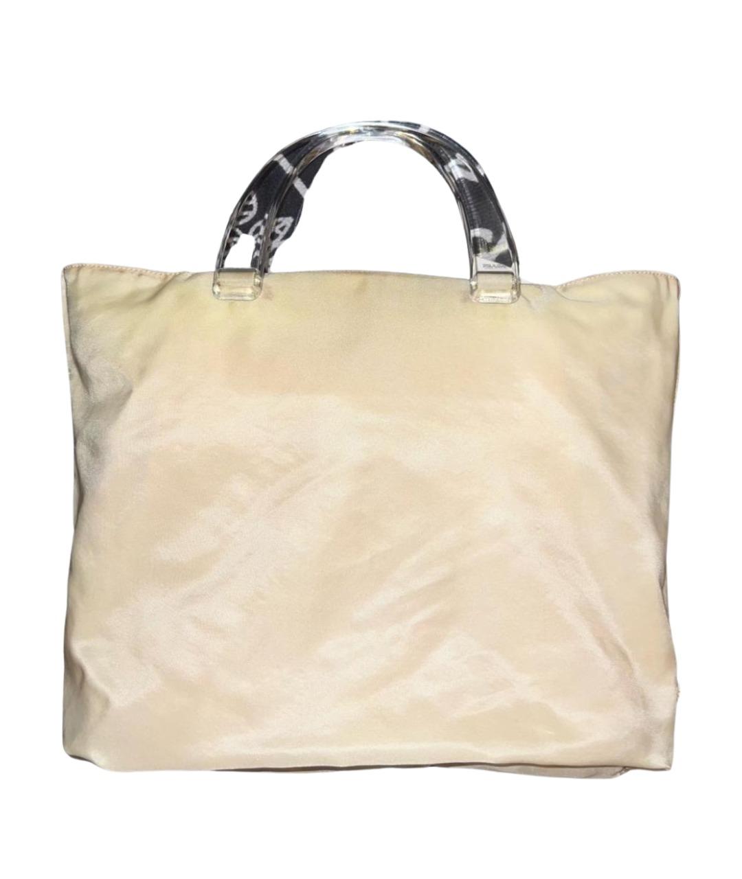 PRADA Бежевая тканевая сумка с короткими ручками, фото 1