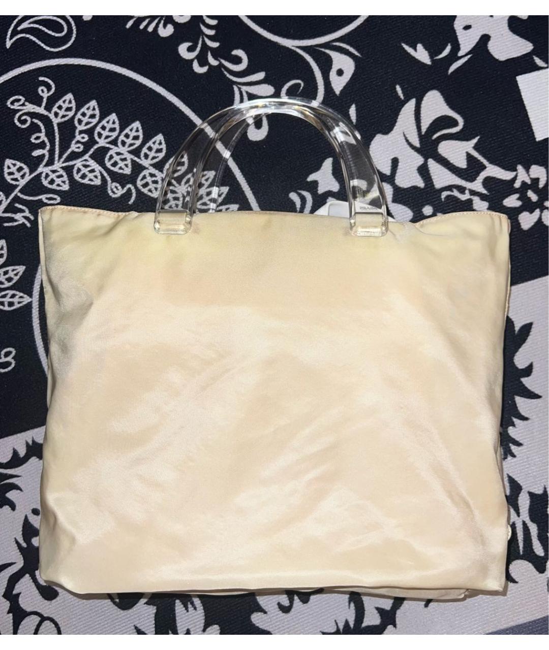 PRADA Бежевая тканевая сумка с короткими ручками, фото 7