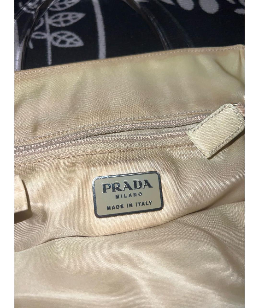 PRADA Бежевая тканевая сумка с короткими ручками, фото 5