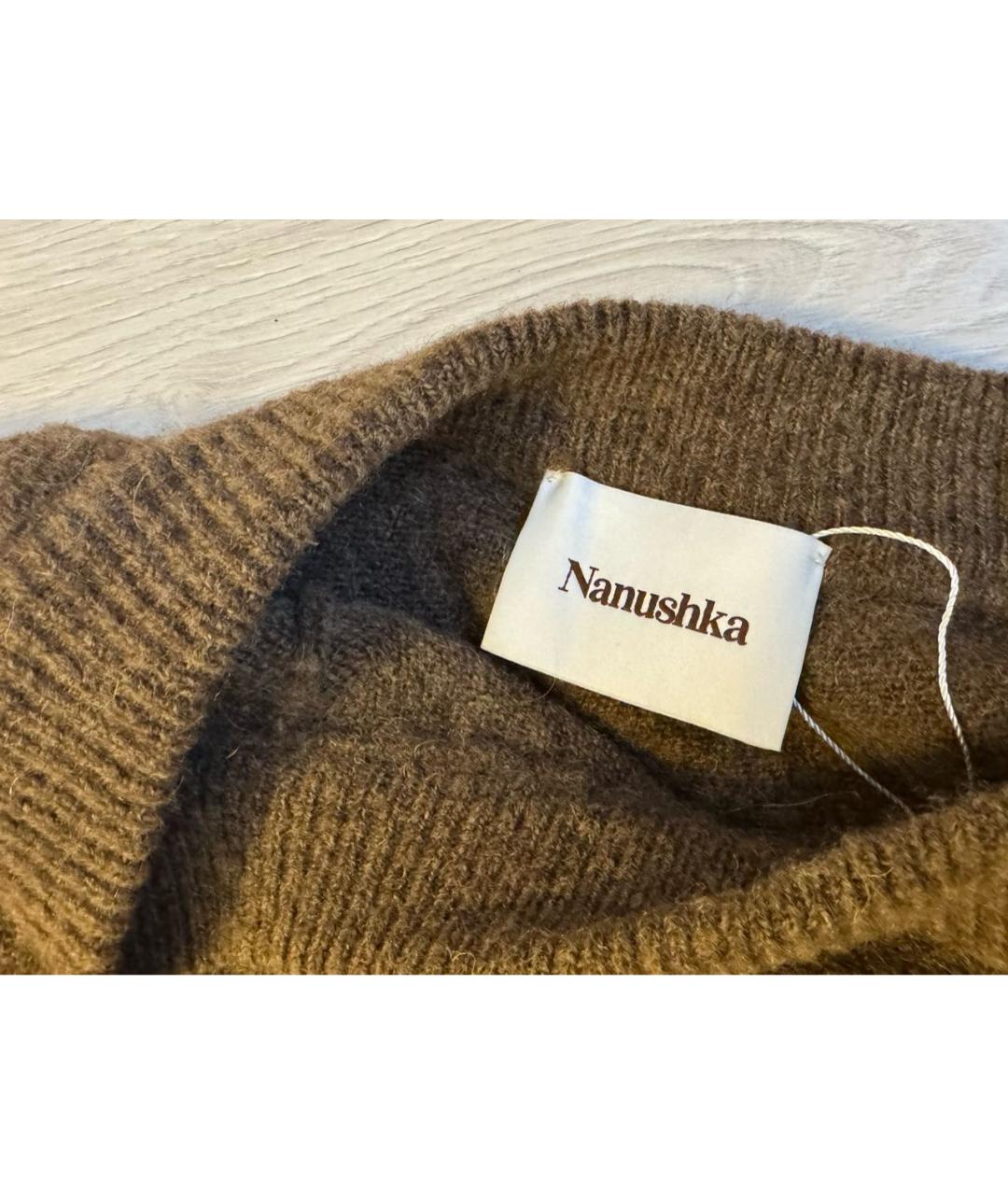 NANUSHKA Коричневое шерстяное платье, фото 4