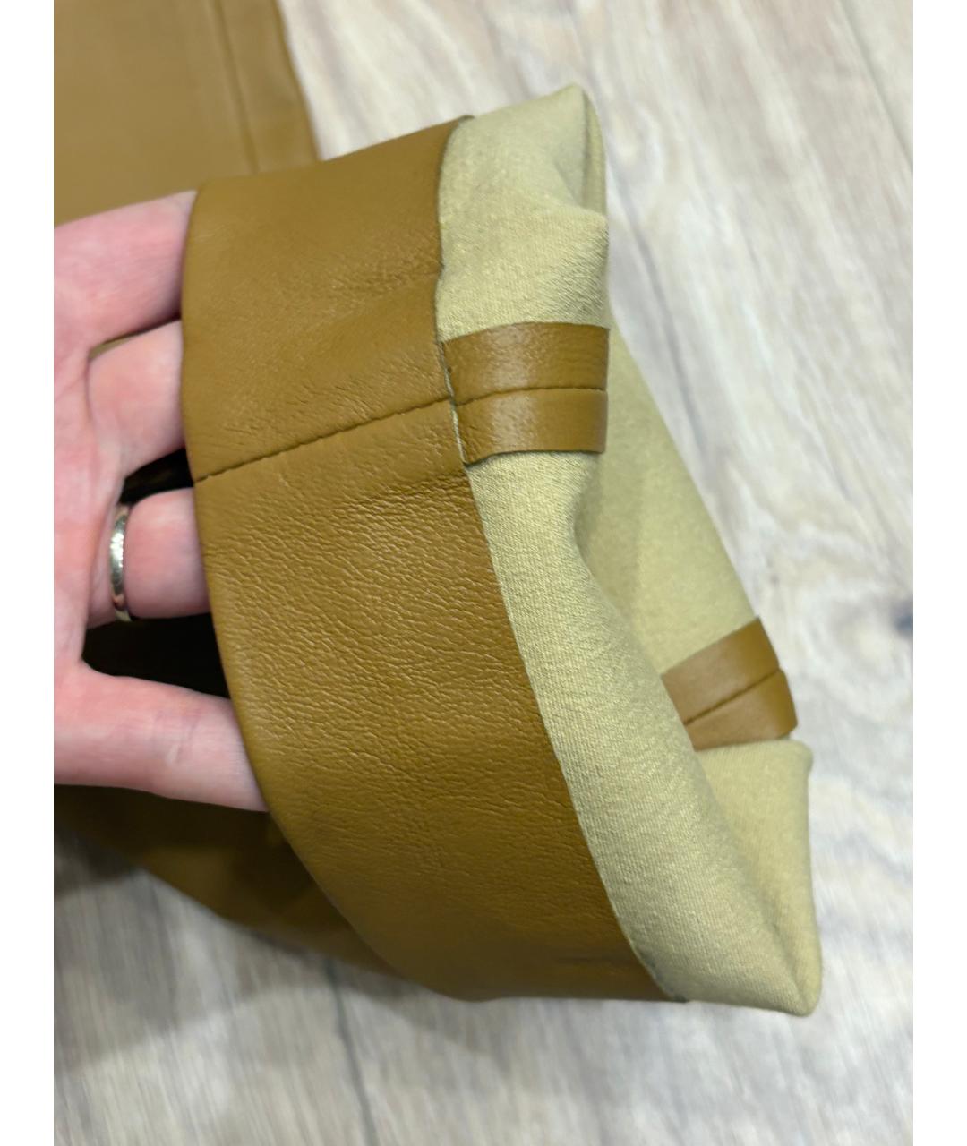 JOSEPH Горчичные кожаные прямые брюки, фото 6