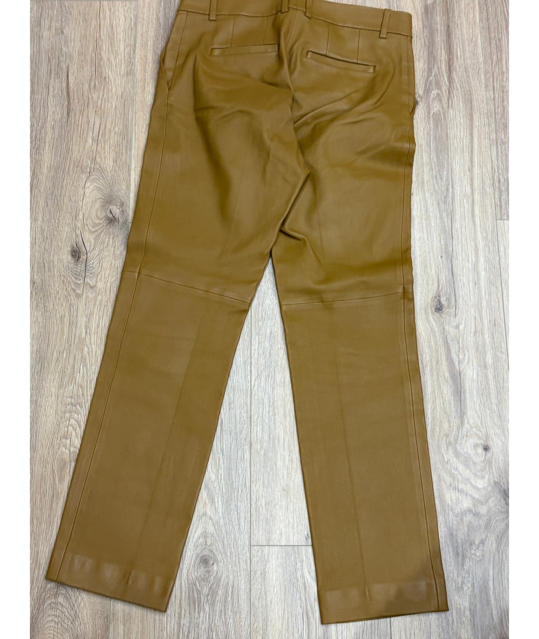 JOSEPH Горчичные кожаные прямые брюки, фото 2