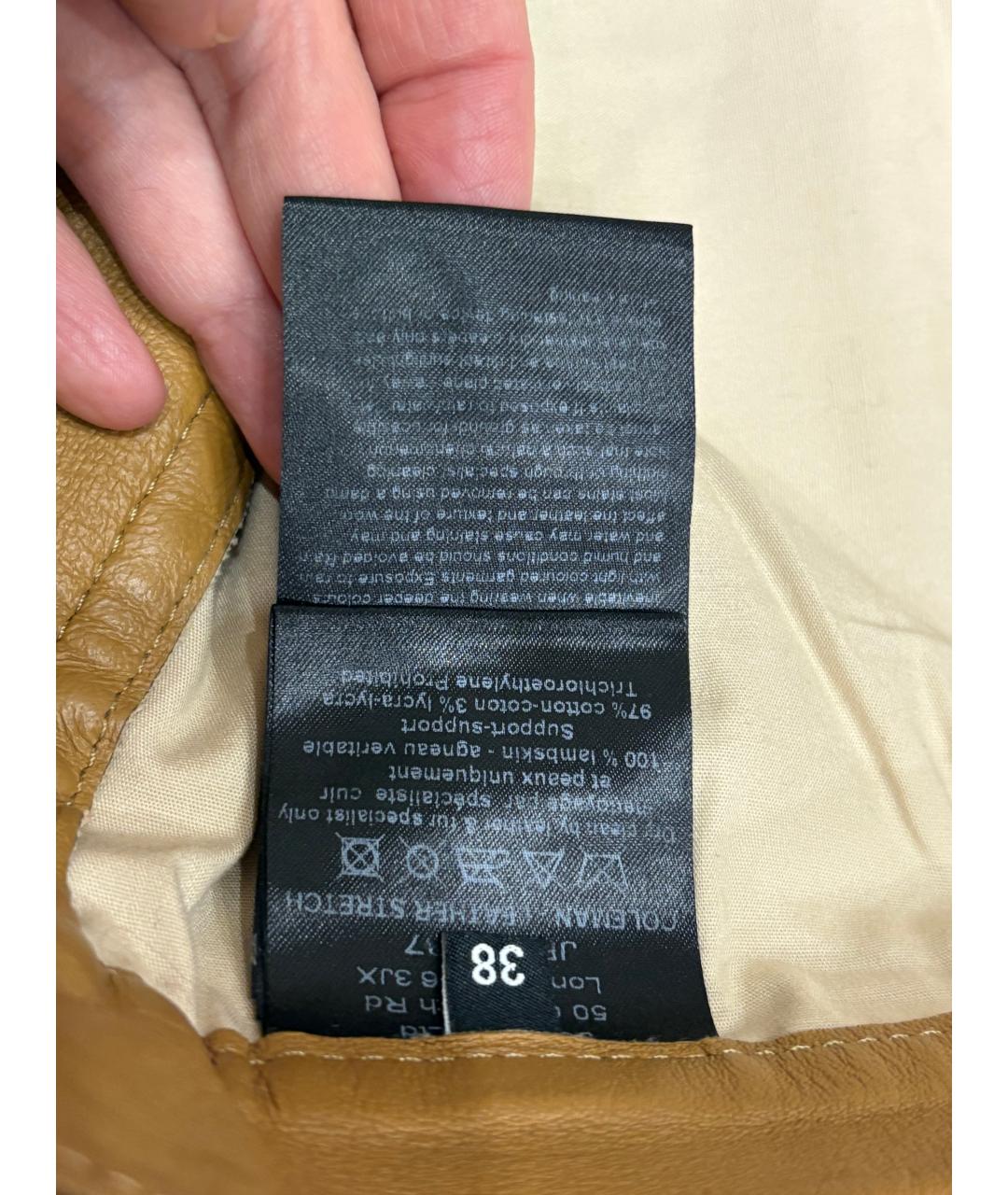 JOSEPH Горчичные кожаные прямые брюки, фото 4