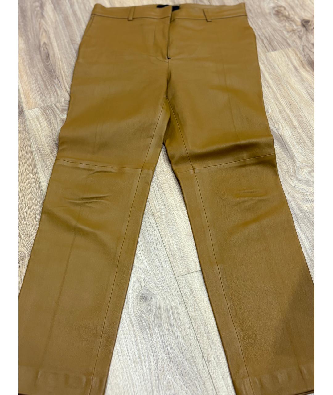 JOSEPH Горчичные кожаные прямые брюки, фото 7
