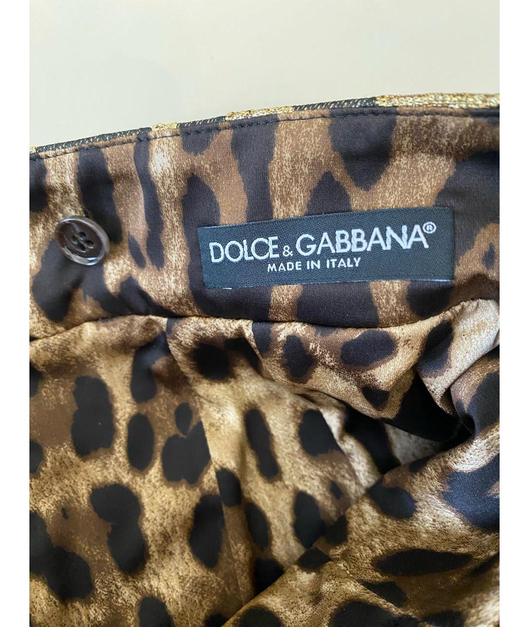 DOLCE&GABBANA Золотая юбка мини, фото 4