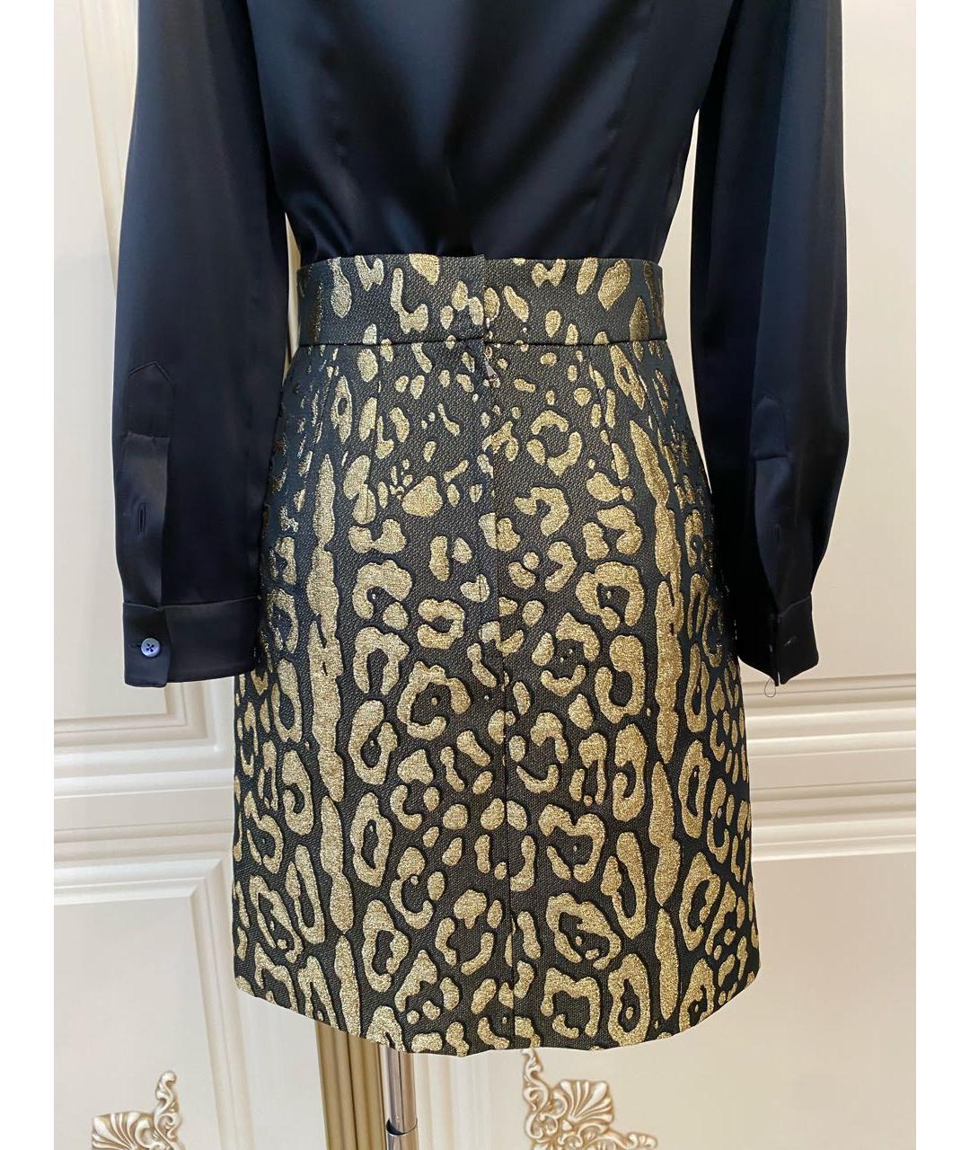 DOLCE&GABBANA Золотая юбка мини, фото 3