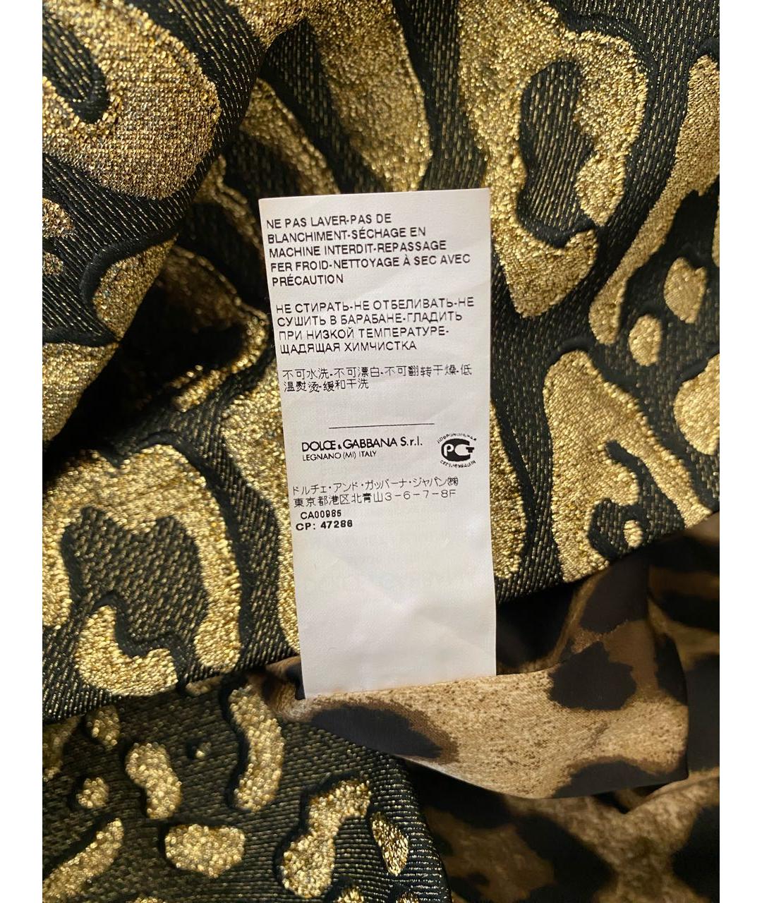 DOLCE&GABBANA Золотая юбка мини, фото 6
