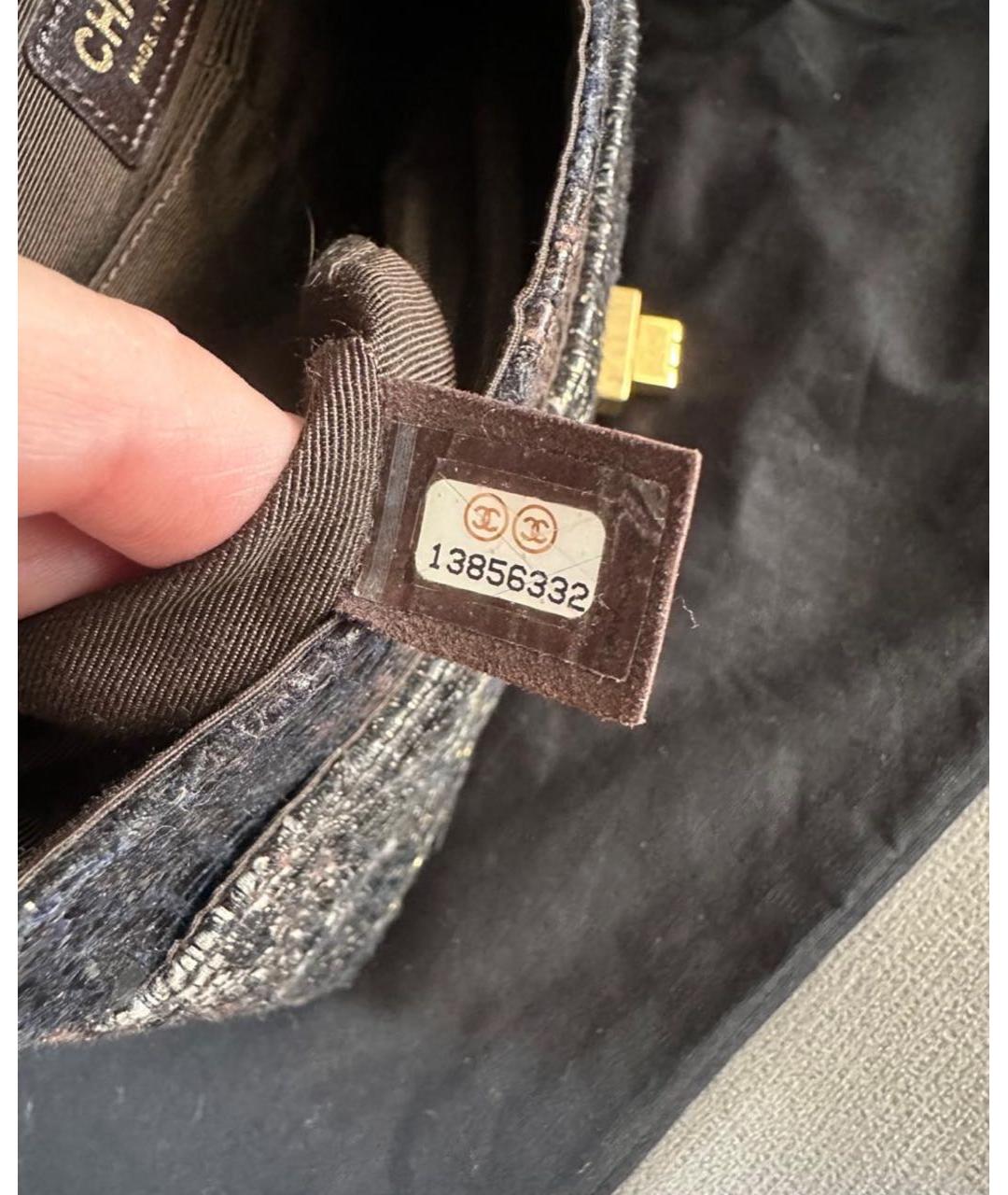 CHANEL Серебряная твидовая сумка через плечо, фото 4