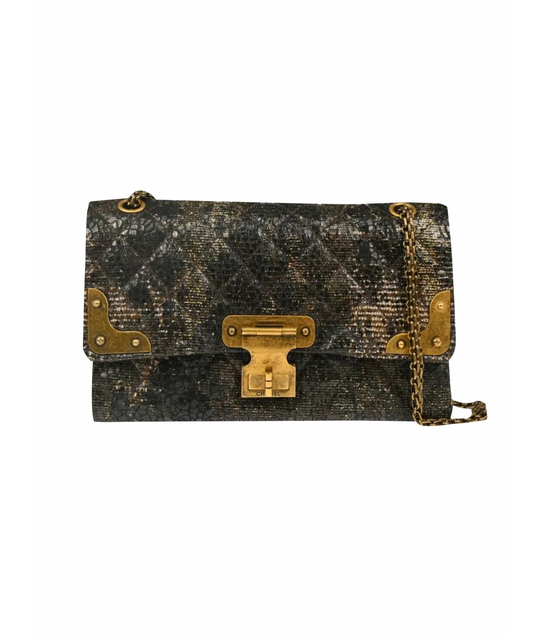 CHANEL Серебряная твидовая сумка через плечо, фото 1
