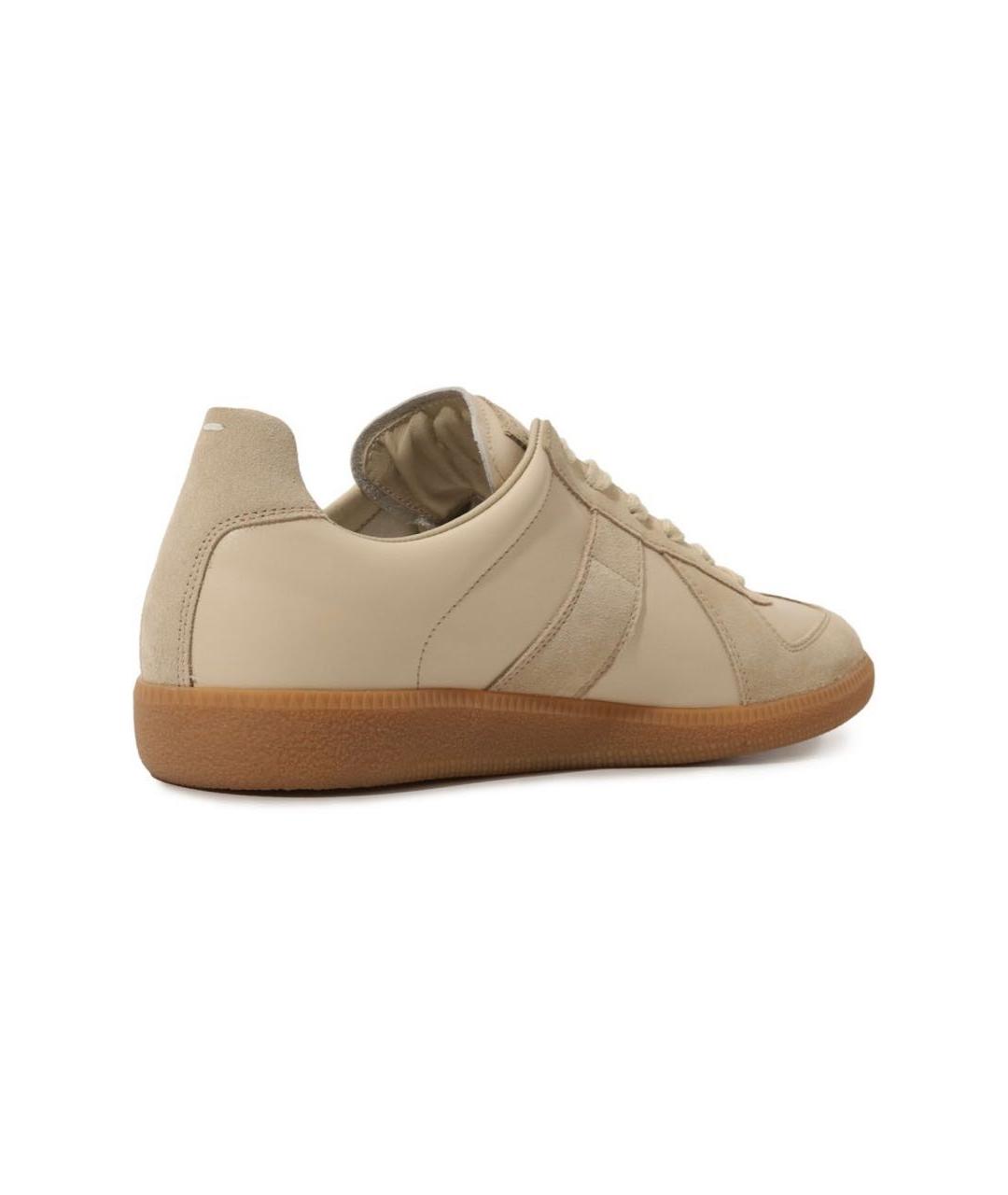MAISON MARGIELA Бежевые кожаные кеды, фото 3