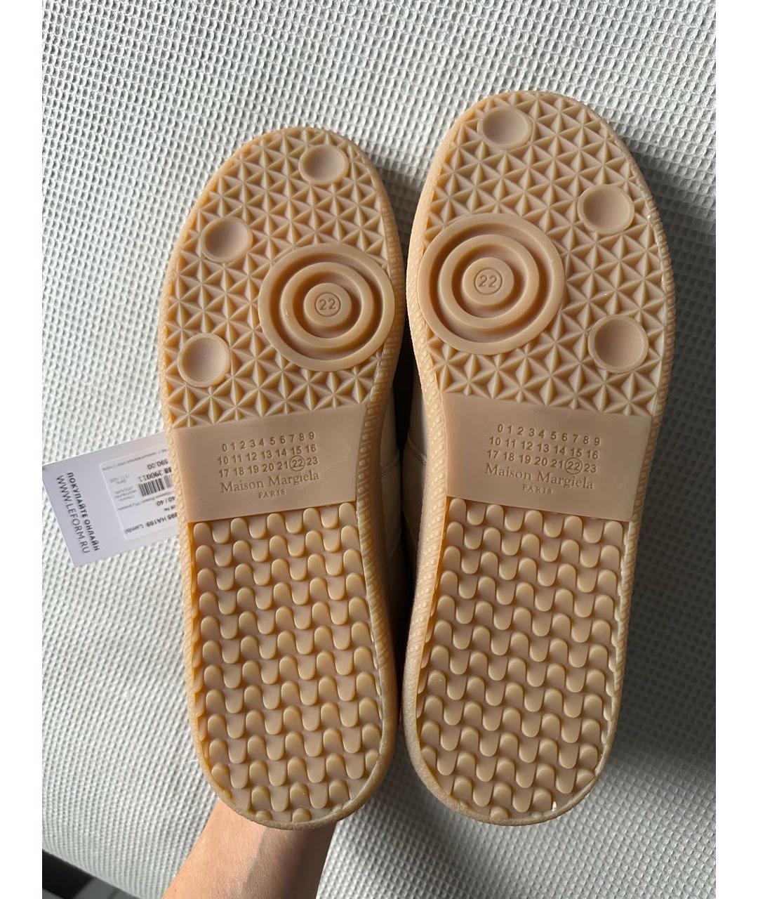 MAISON MARGIELA Бежевые кожаные кеды, фото 7