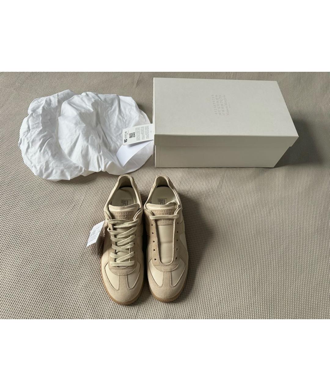 MAISON MARGIELA Бежевые кожаные кеды, фото 5