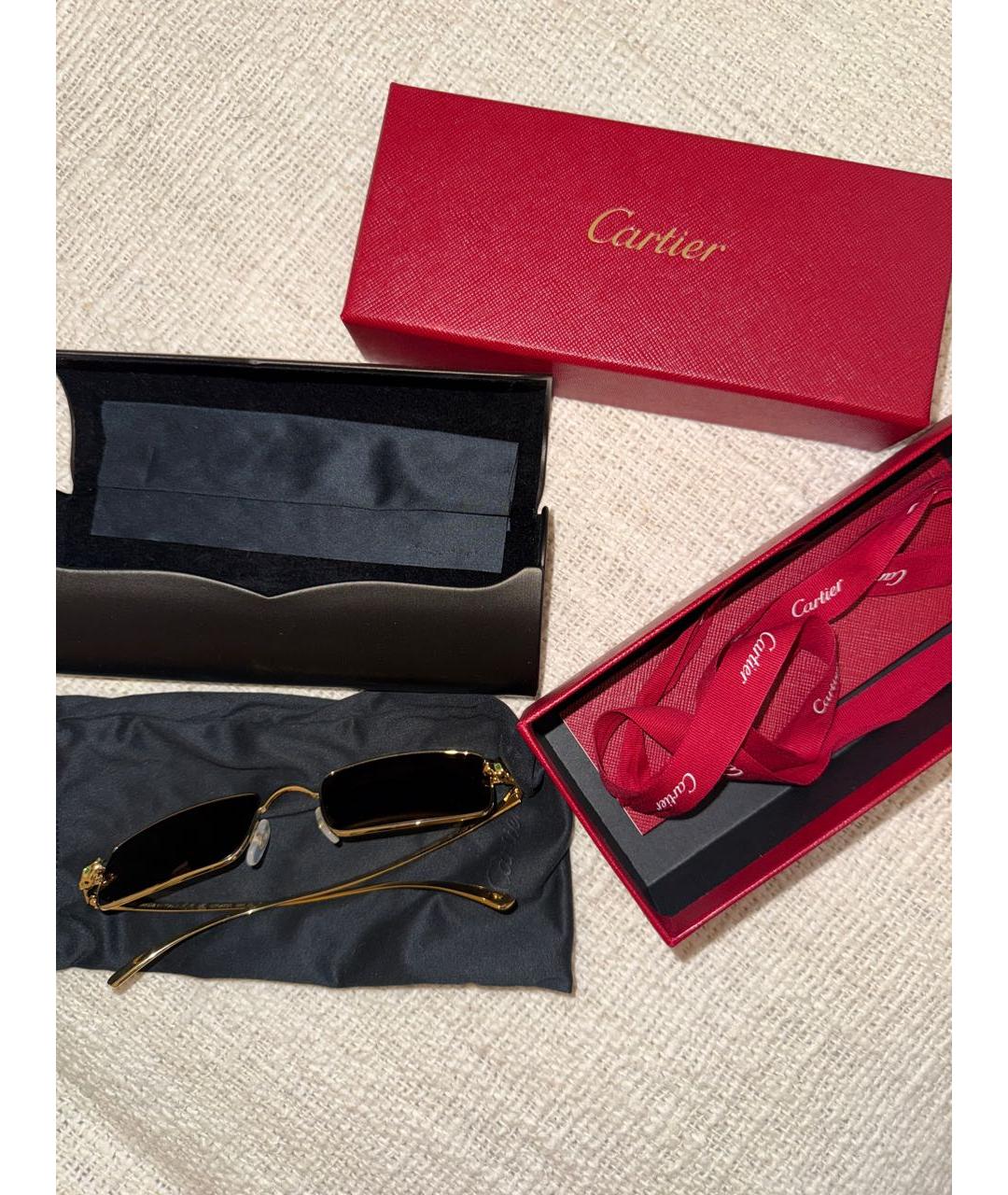 CARTIER Золотые металлические солнцезащитные очки, фото 4