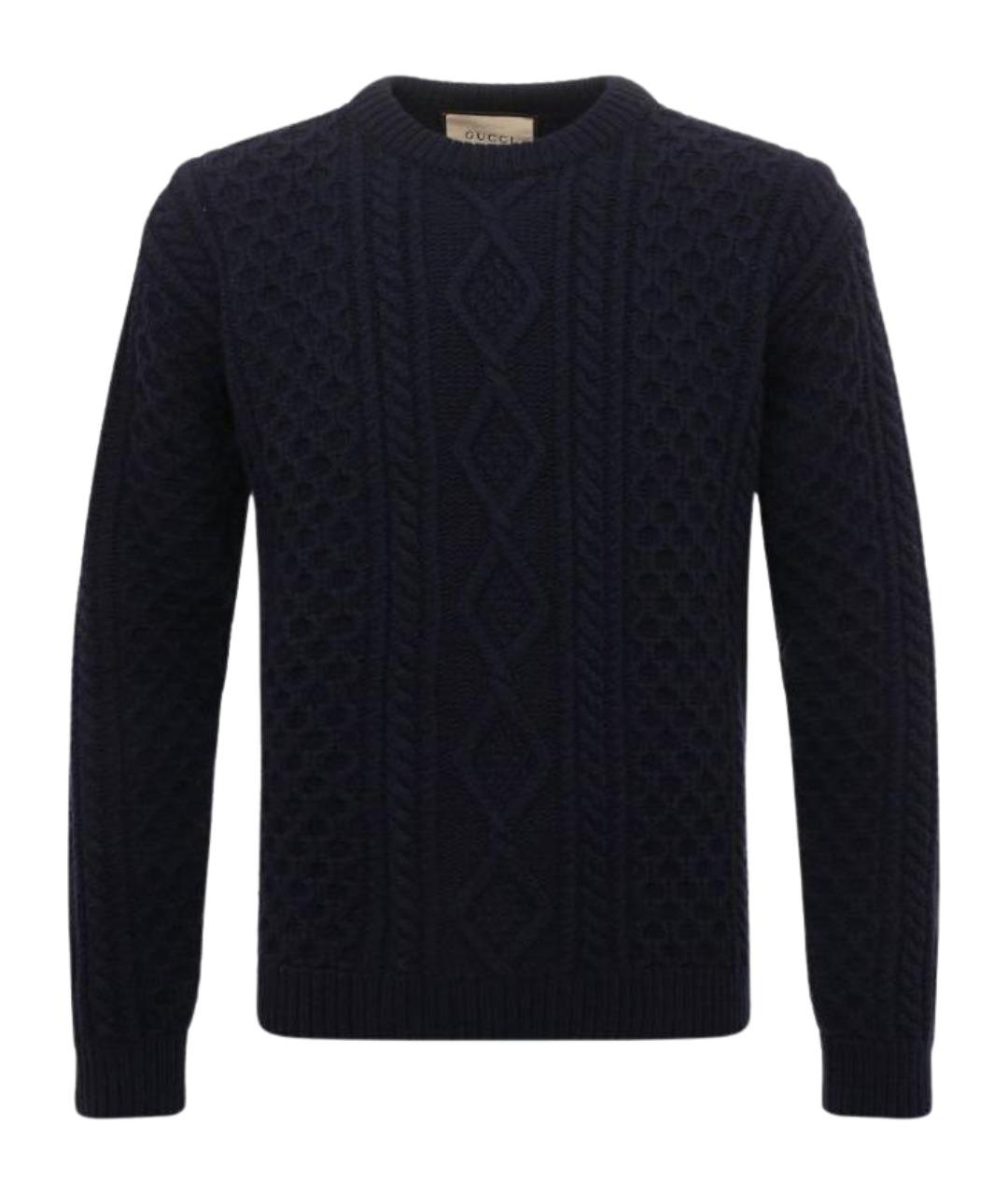GUCCI Темно-синий шерстяной джемпер / свитер, фото 1