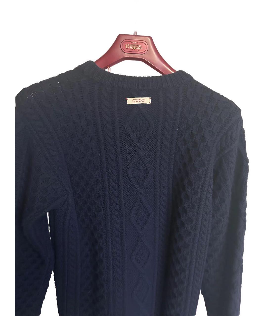 GUCCI Темно-синий шерстяной джемпер / свитер, фото 3