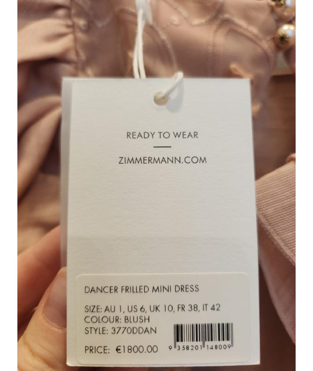 ZIMMERMANN Розовое хлопковое коктейльное платье, фото 5