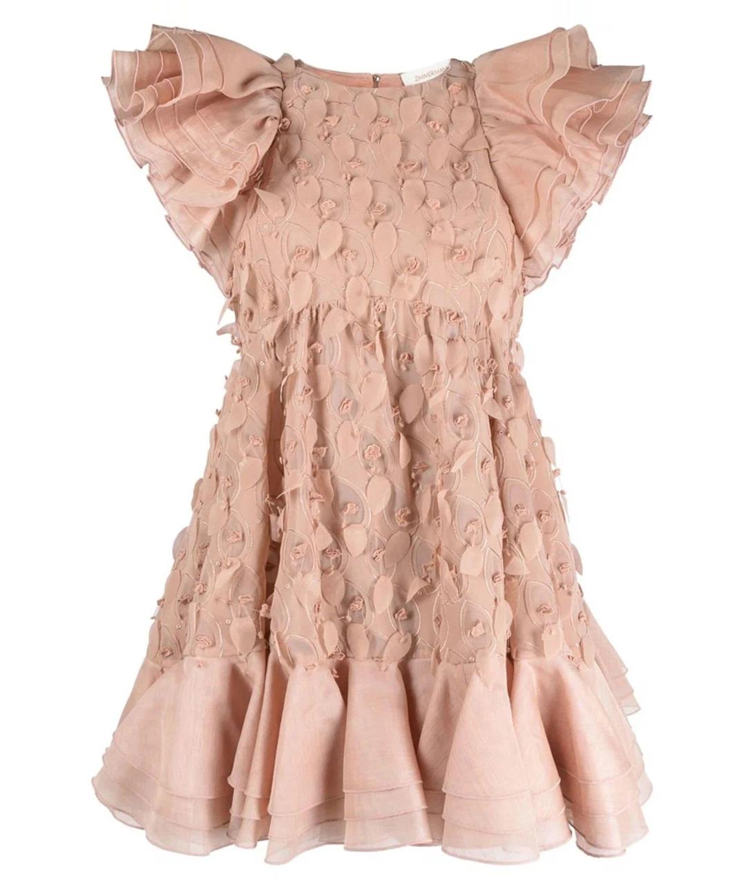 ZIMMERMANN Розовое хлопковое коктейльное платье, фото 1