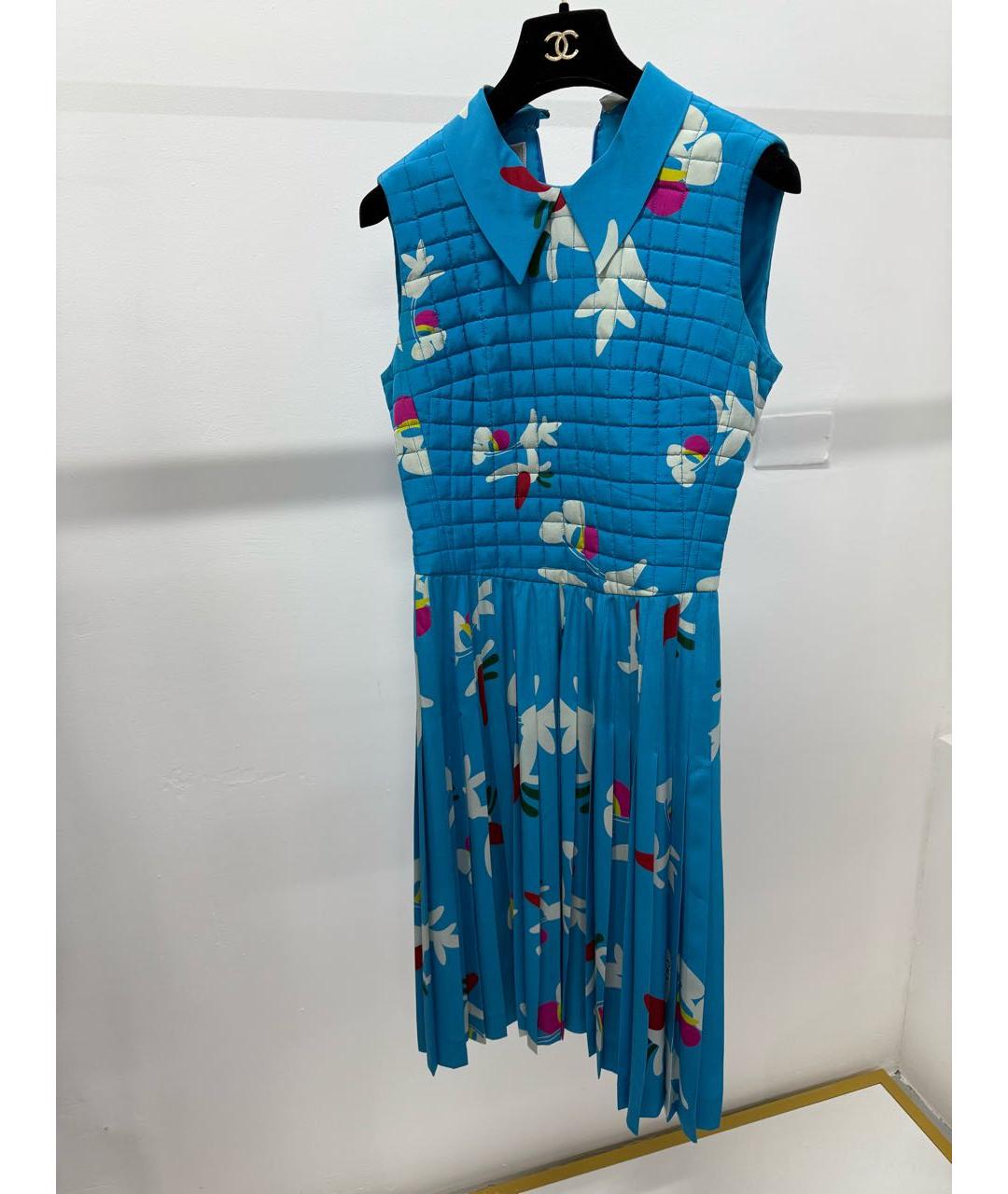 CHANEL Голубое шелковое коктейльное платье, фото 6