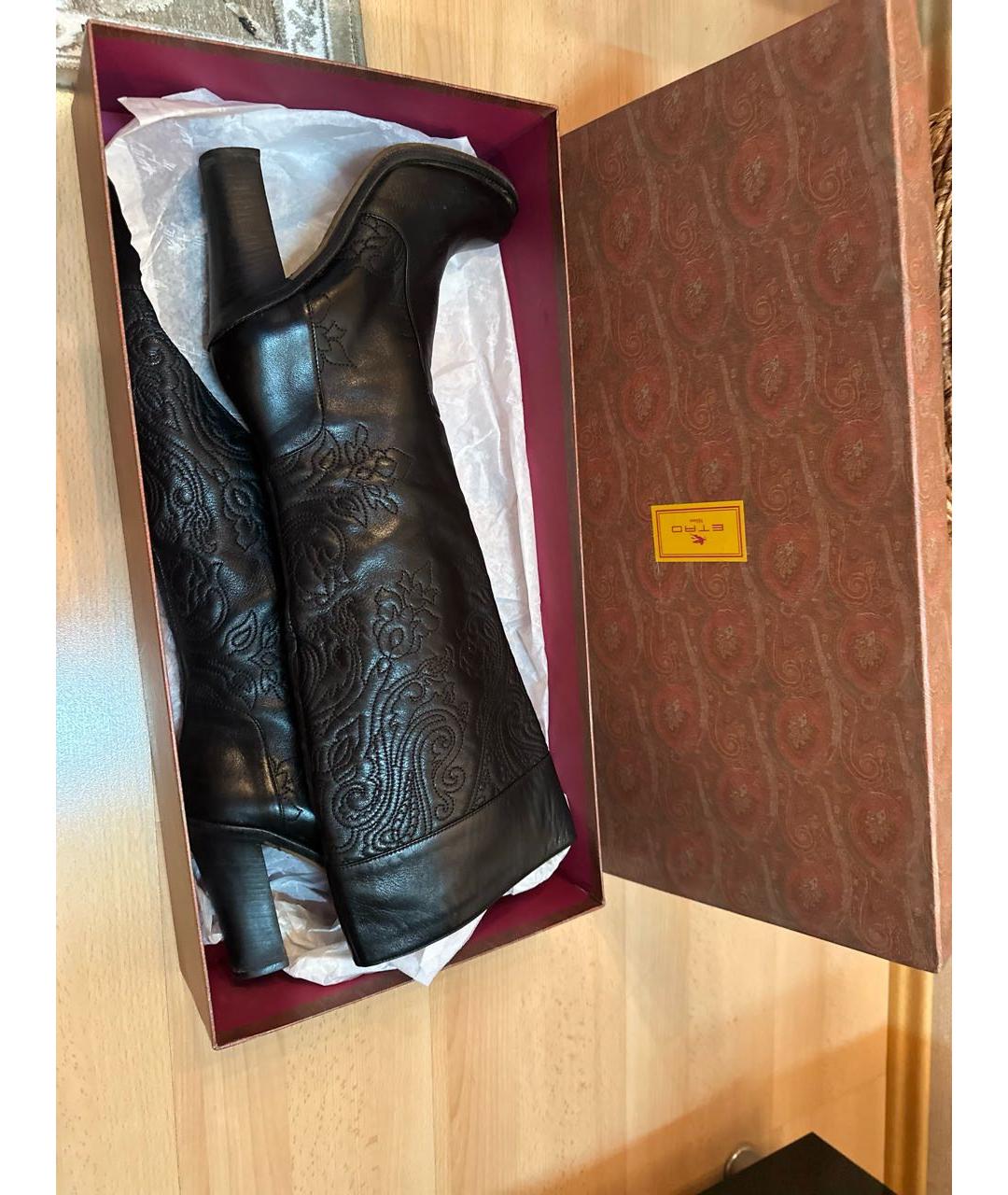 ETRO Черные кожаные сапоги, фото 2