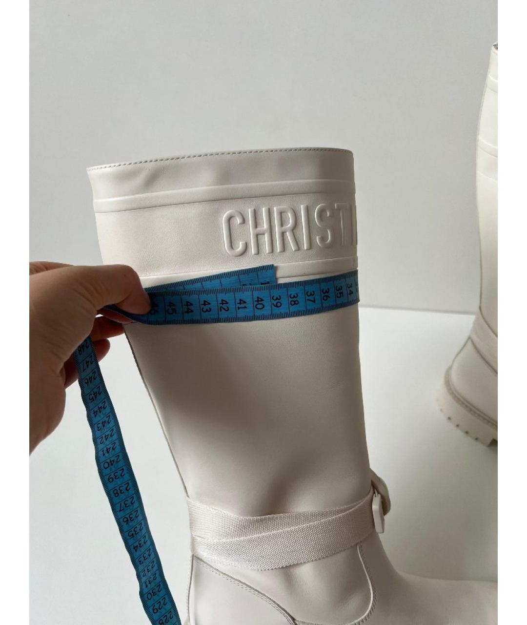 CHRISTIAN DIOR Белые кожаные сапоги, фото 8