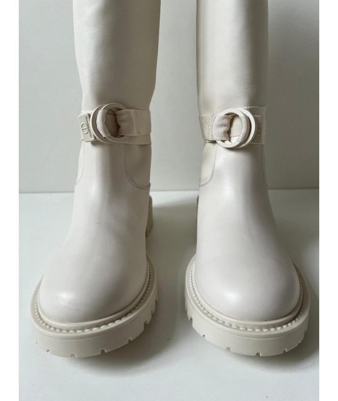 CHRISTIAN DIOR Белые кожаные сапоги, фото 3