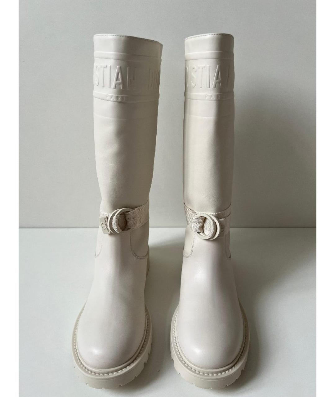 CHRISTIAN DIOR Белые кожаные сапоги, фото 2