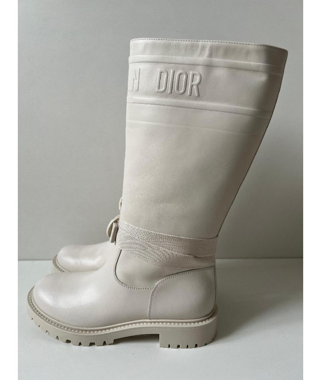 CHRISTIAN DIOR Белые кожаные сапоги, фото 5