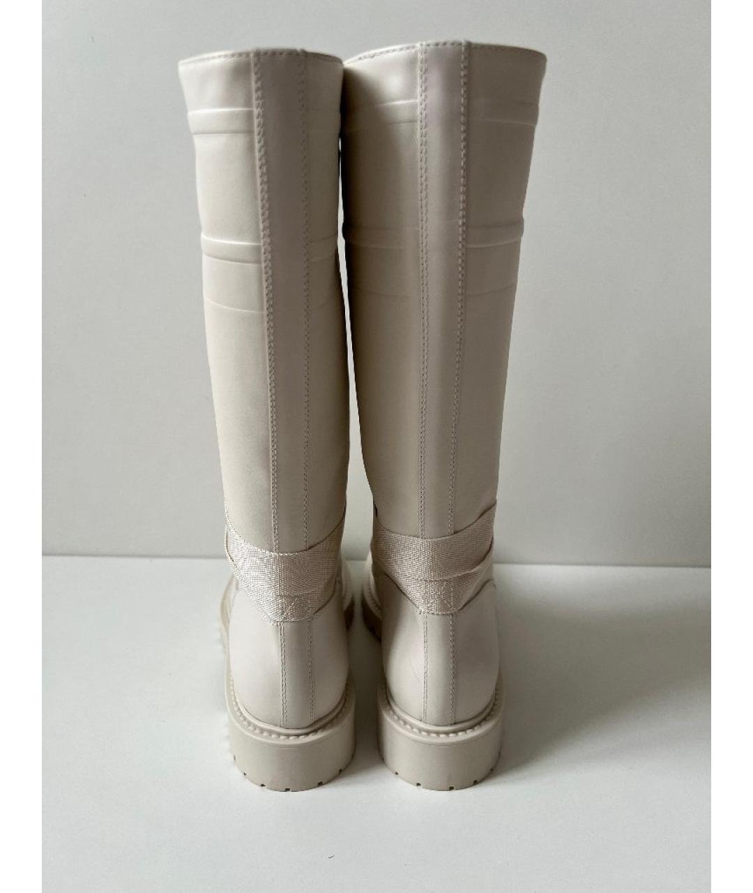 CHRISTIAN DIOR Белые кожаные сапоги, фото 4