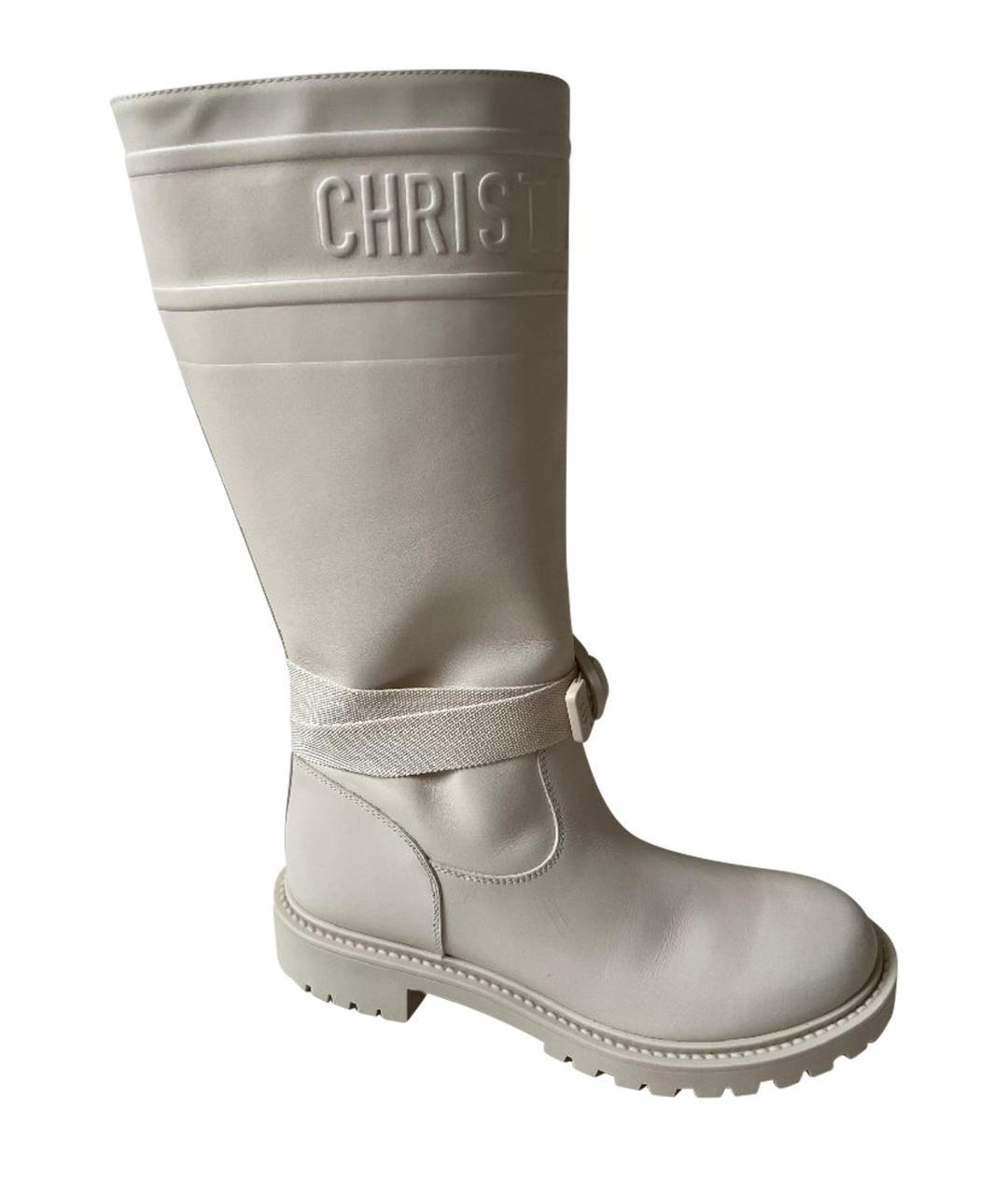 CHRISTIAN DIOR Белые кожаные сапоги, фото 1