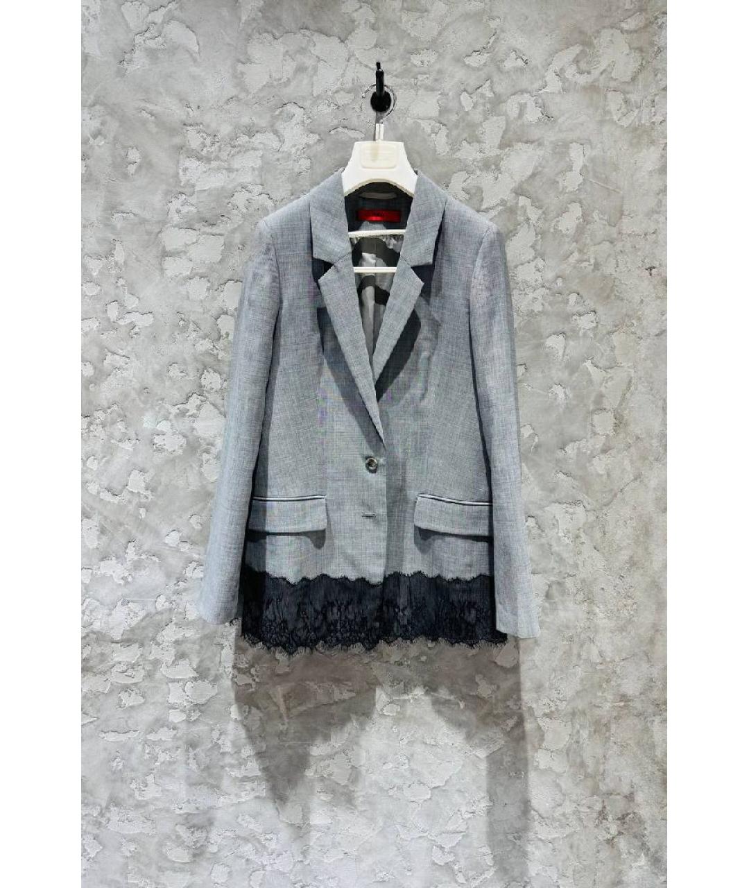 HUGO Серый шерстяной жакет/пиджак, фото 10