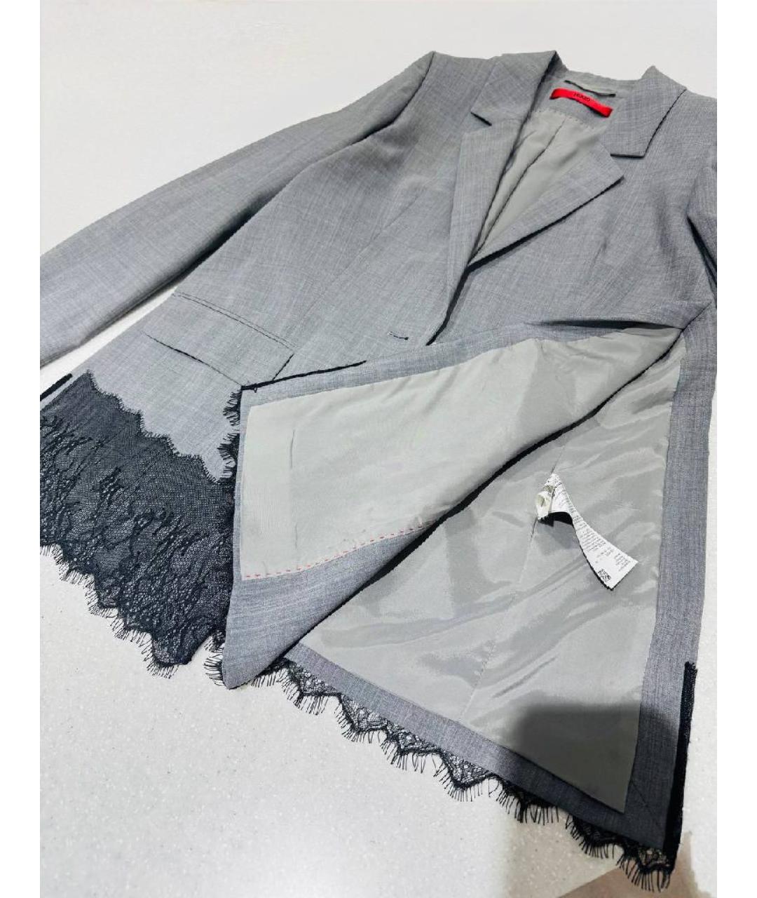 HUGO Серый шерстяной жакет/пиджак, фото 6