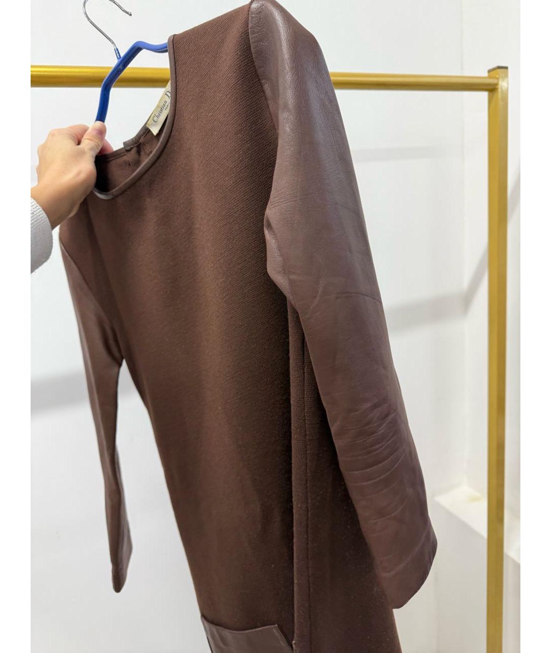 CHRISTIAN DIOR Коричневое шелковое платье, фото 4