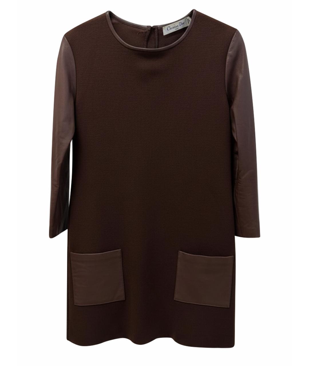 CHRISTIAN DIOR Коричневое шелковое платье, фото 1