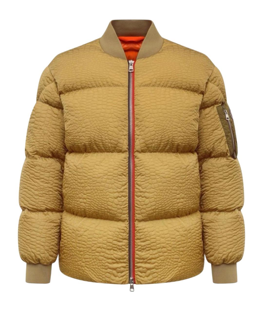 MONCLER Горчичный полиэстеровый пуховик, фото 1