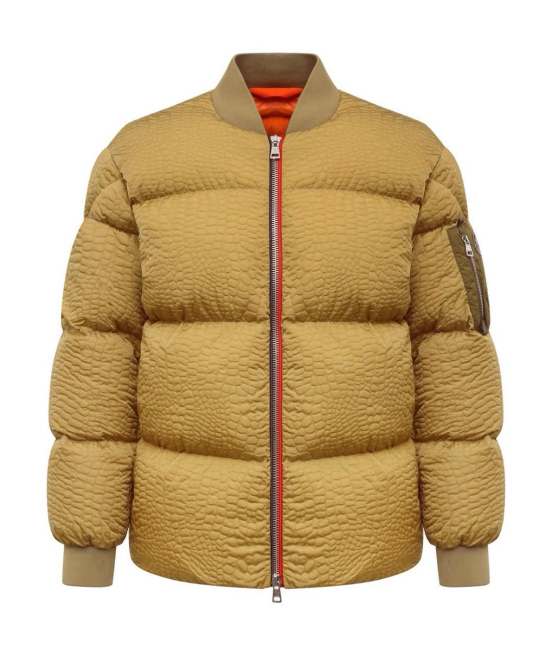 MONCLER Горчичный полиэстеровый пуховик, фото 6