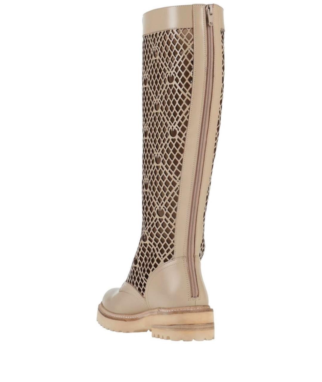 PINKO Бежевые кожаные сапоги, фото 4