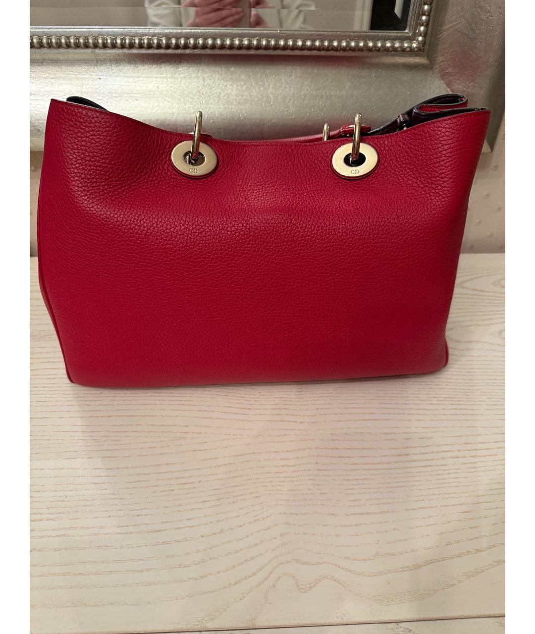 CHRISTIAN DIOR Красная кожаная сумка с короткими ручками, фото 8