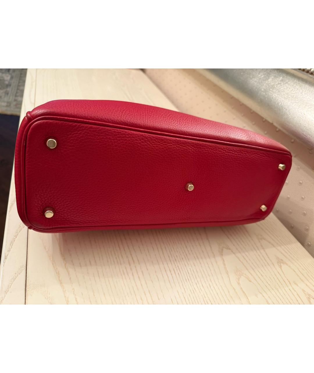 CHRISTIAN DIOR Красная кожаная сумка с короткими ручками, фото 5