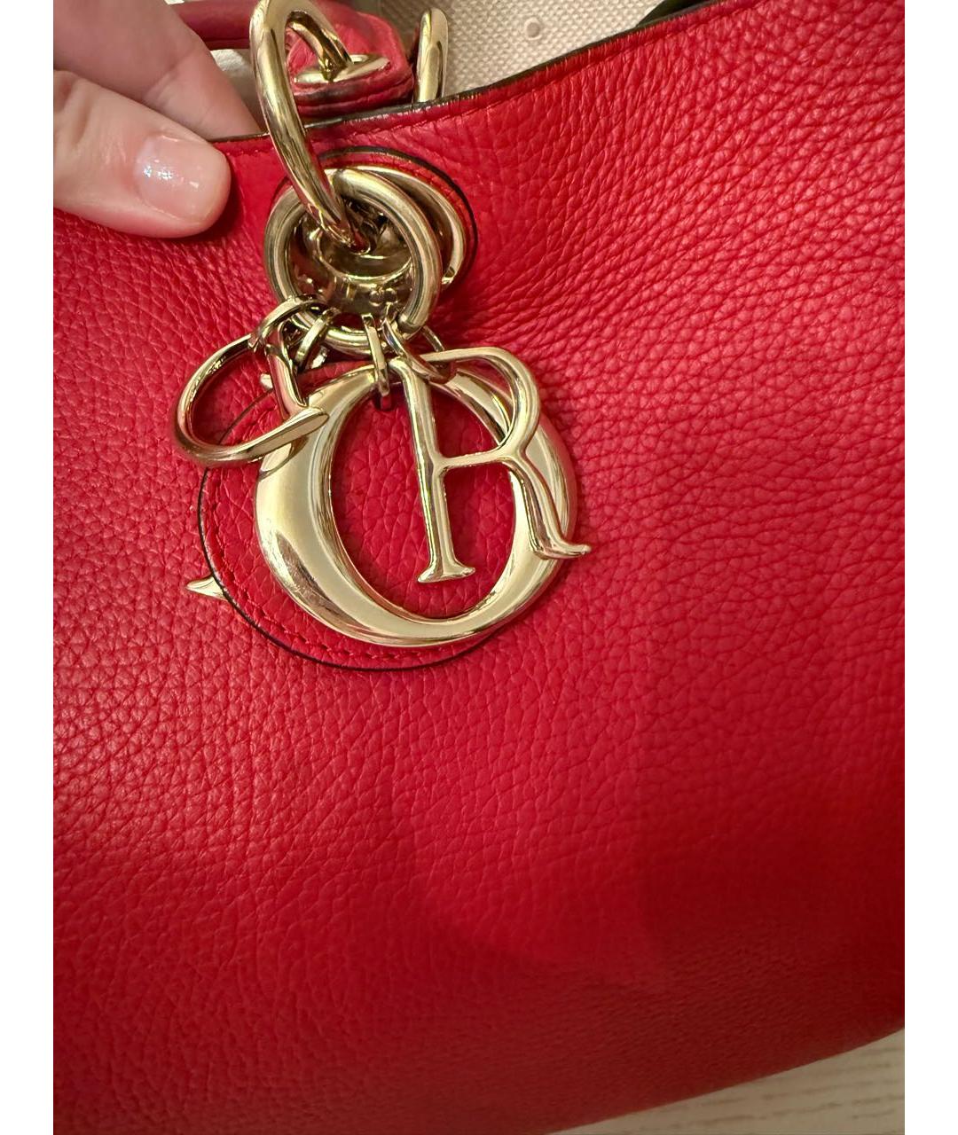 CHRISTIAN DIOR Красная кожаная сумка с короткими ручками, фото 2