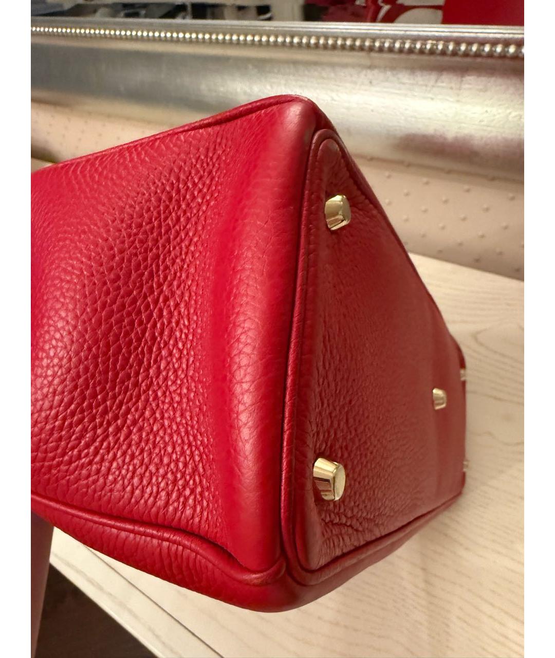 CHRISTIAN DIOR Красная кожаная сумка с короткими ручками, фото 3