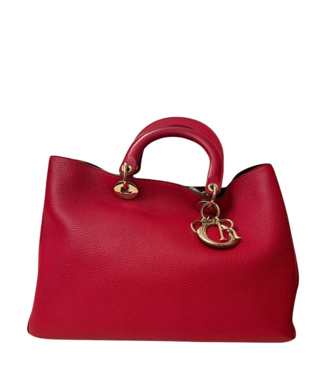 CHRISTIAN DIOR Красная кожаная сумка с короткими ручками, фото 1