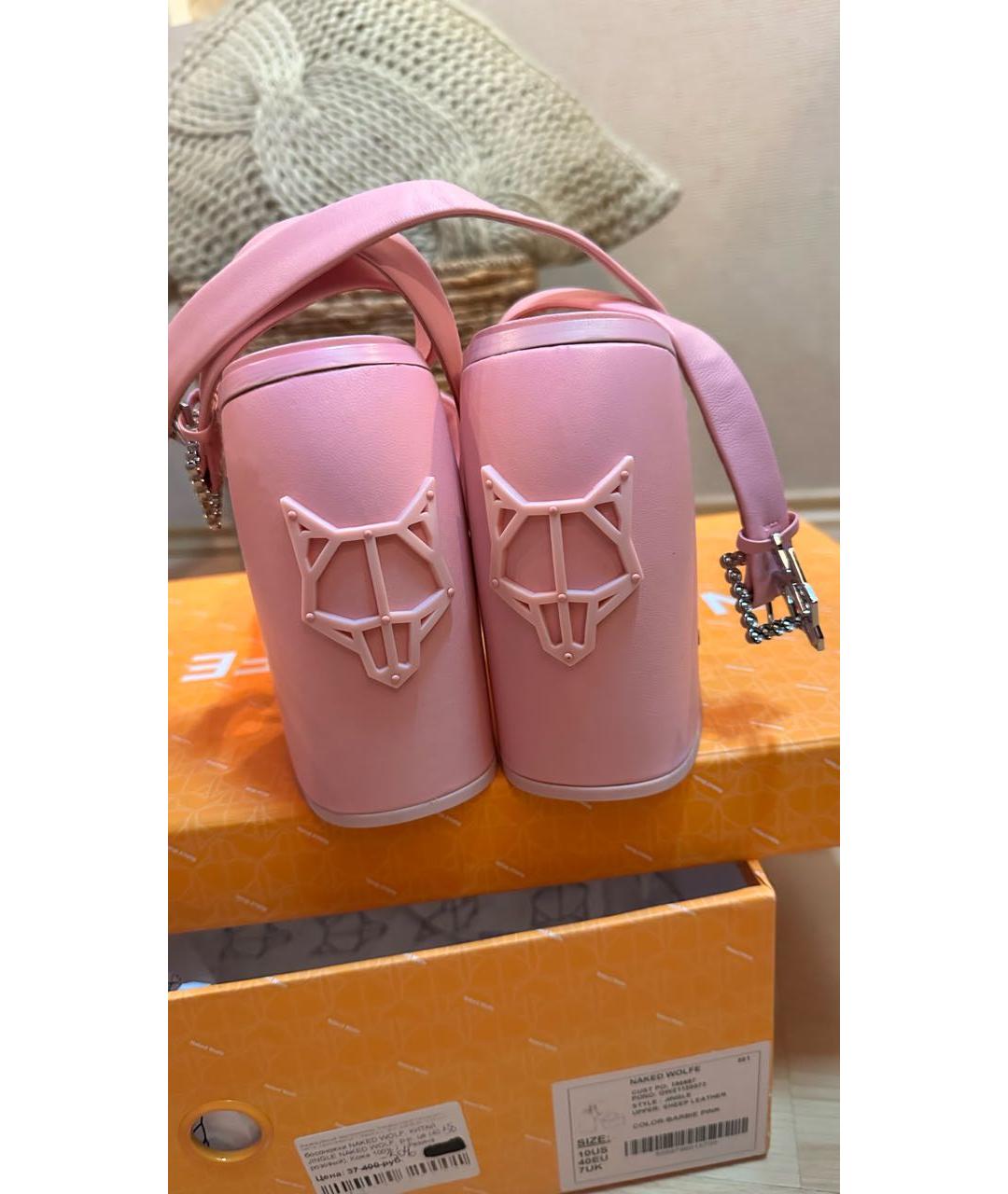NAKED WOLF Розовые кожаные босоножки, фото 4